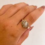 Estate: Yellow Gold Gold-in-Quartz Ring with Diamonds