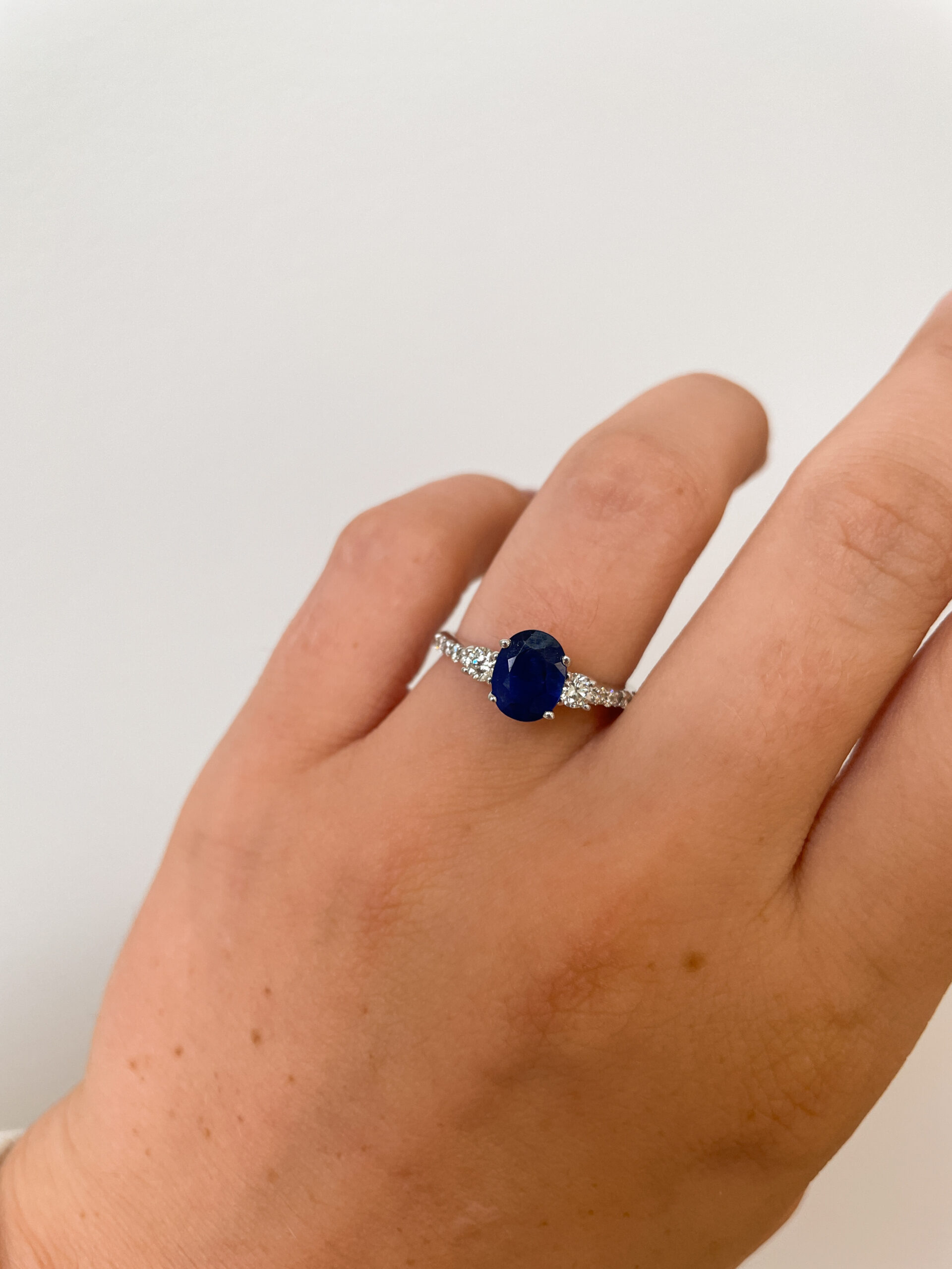 White Gold Sapphire and Diamond Ring