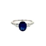White Gold Sapphire and Diamond Ring