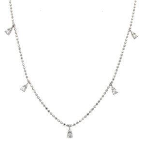 White Gold Diamond Station Necklace