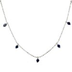 White Gold Sapphire Station Necklace
