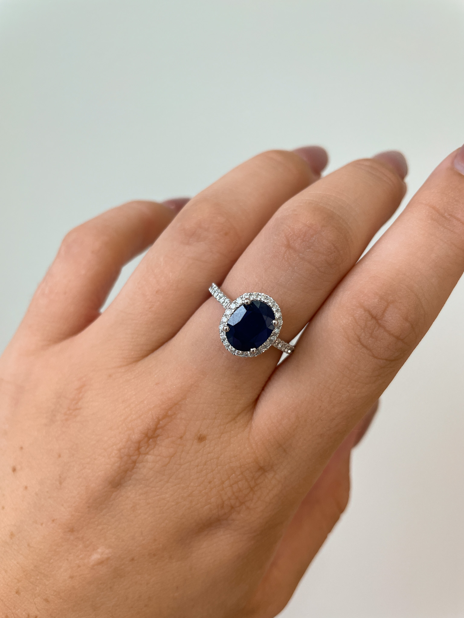 White Gold Sapphire and Diamond Ring