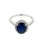 White Gold Sapphire and Diamond Ring