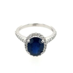 White Gold Sapphire and Diamond Ring