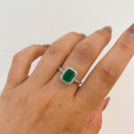 White Gold Emerald Ring with Diamonds