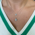 White Gold Aquamarine Necklace with Diamond Halo