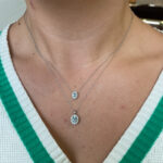 White Gold Aquamarine Necklace with Diamond Halo