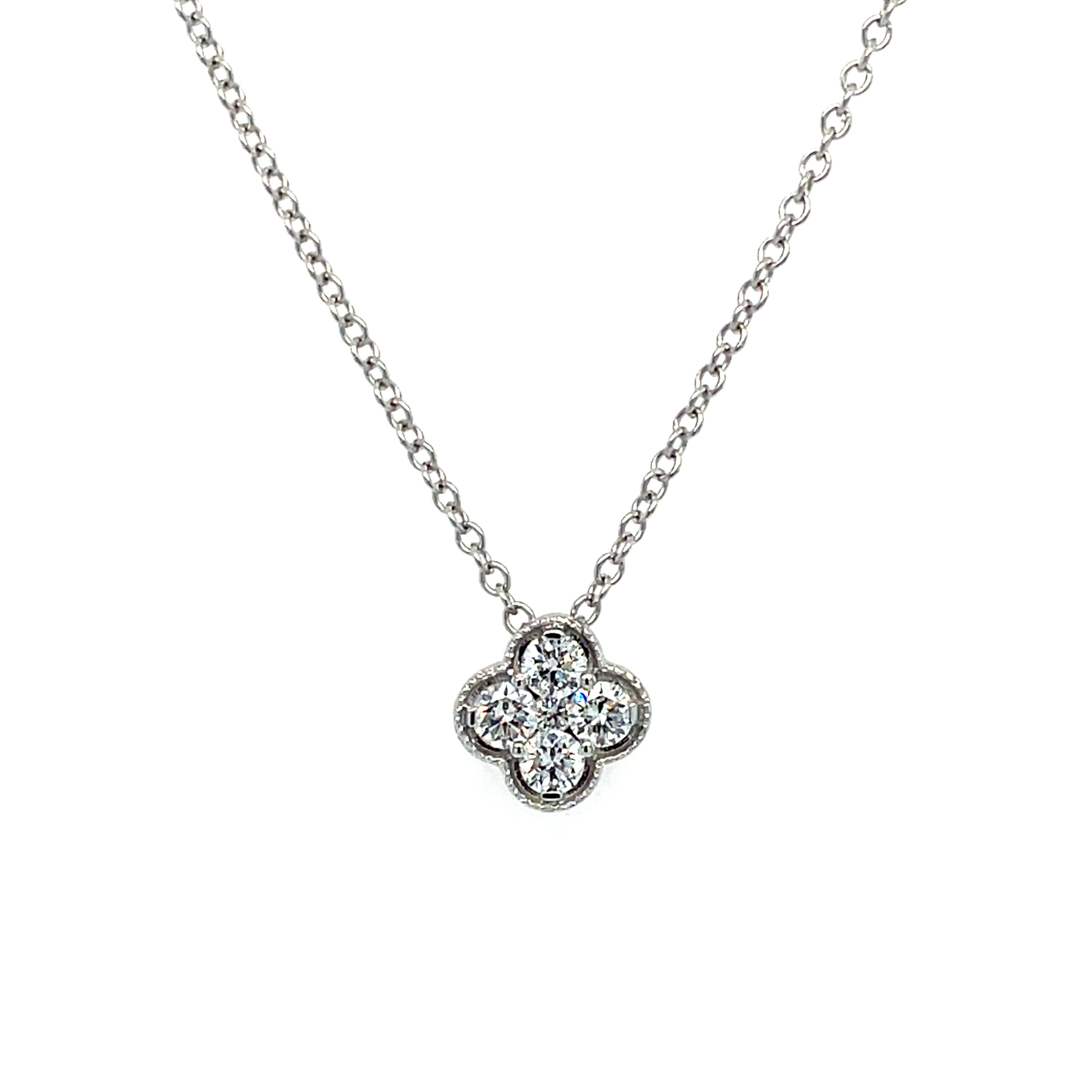 White Gold Quatrefoil Diamond Necklace