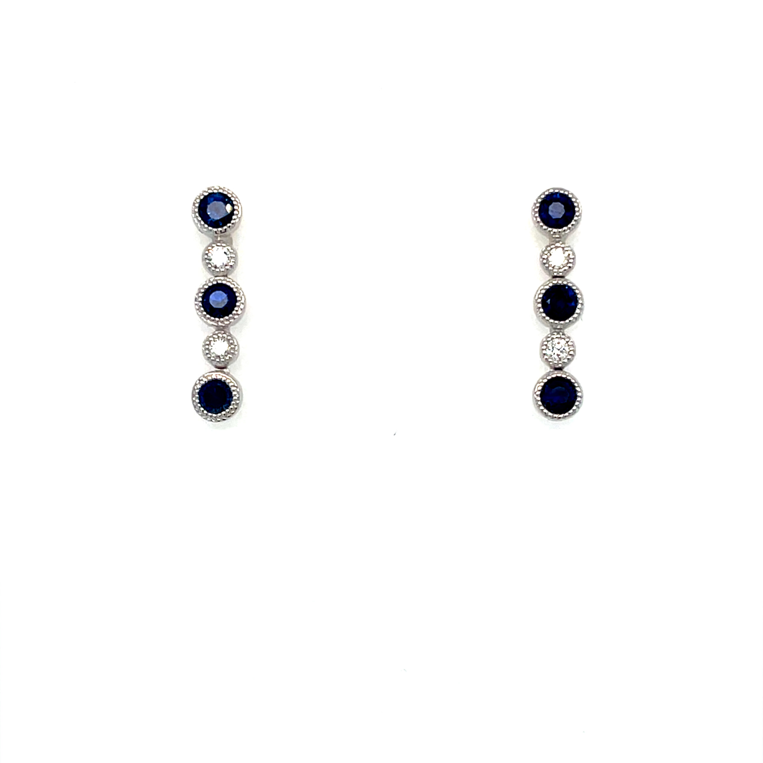 White Gold Sapphire and Diamond Earrings