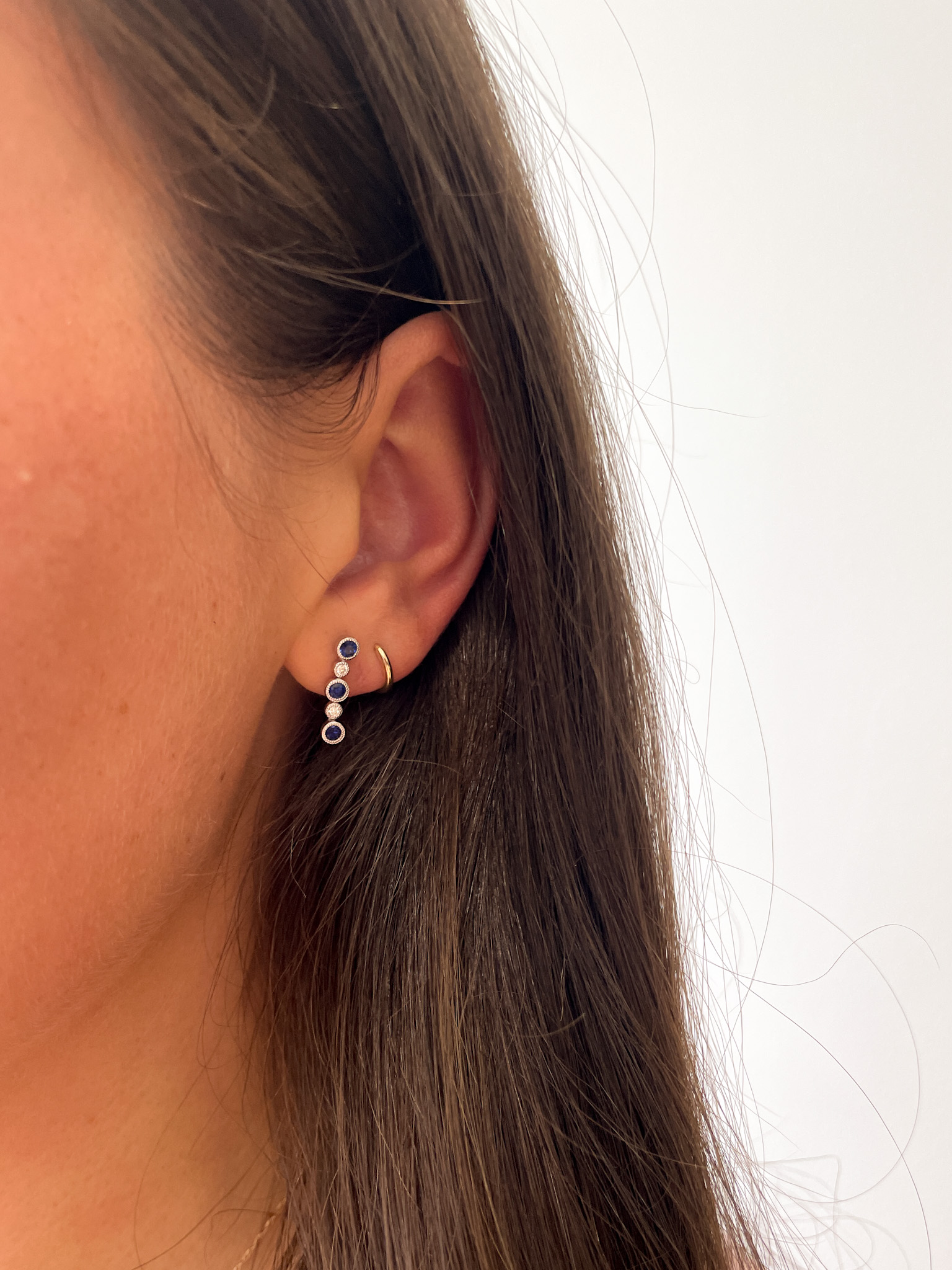 White Gold Sapphire and Diamond Earrings