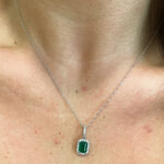 White Gold Emerald and Diamond Necklace
