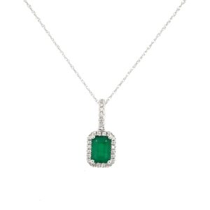 White Gold Emerald and Diamond Necklace