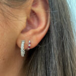 White Gold Ruby and Diamond Huggie Earrings