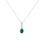 White Gold Emerald and Diamond Necklace