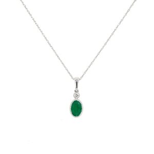 White Gold Emerald and Diamond Necklace