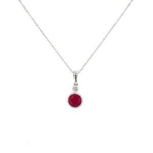 White Gold Ruby and Diamond Necklace