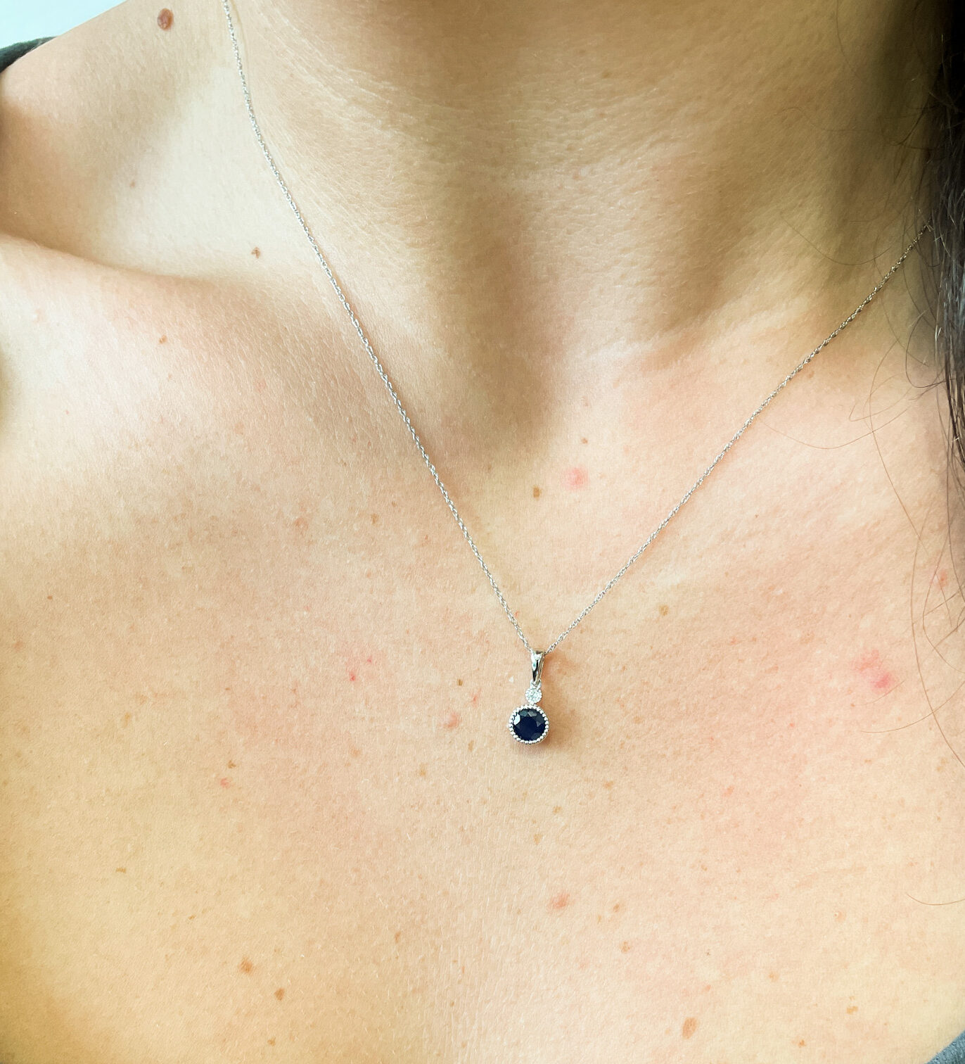 White Gold Sapphire and Diamond Necklace