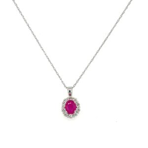 White Gold Ruby and Diamond Necklace