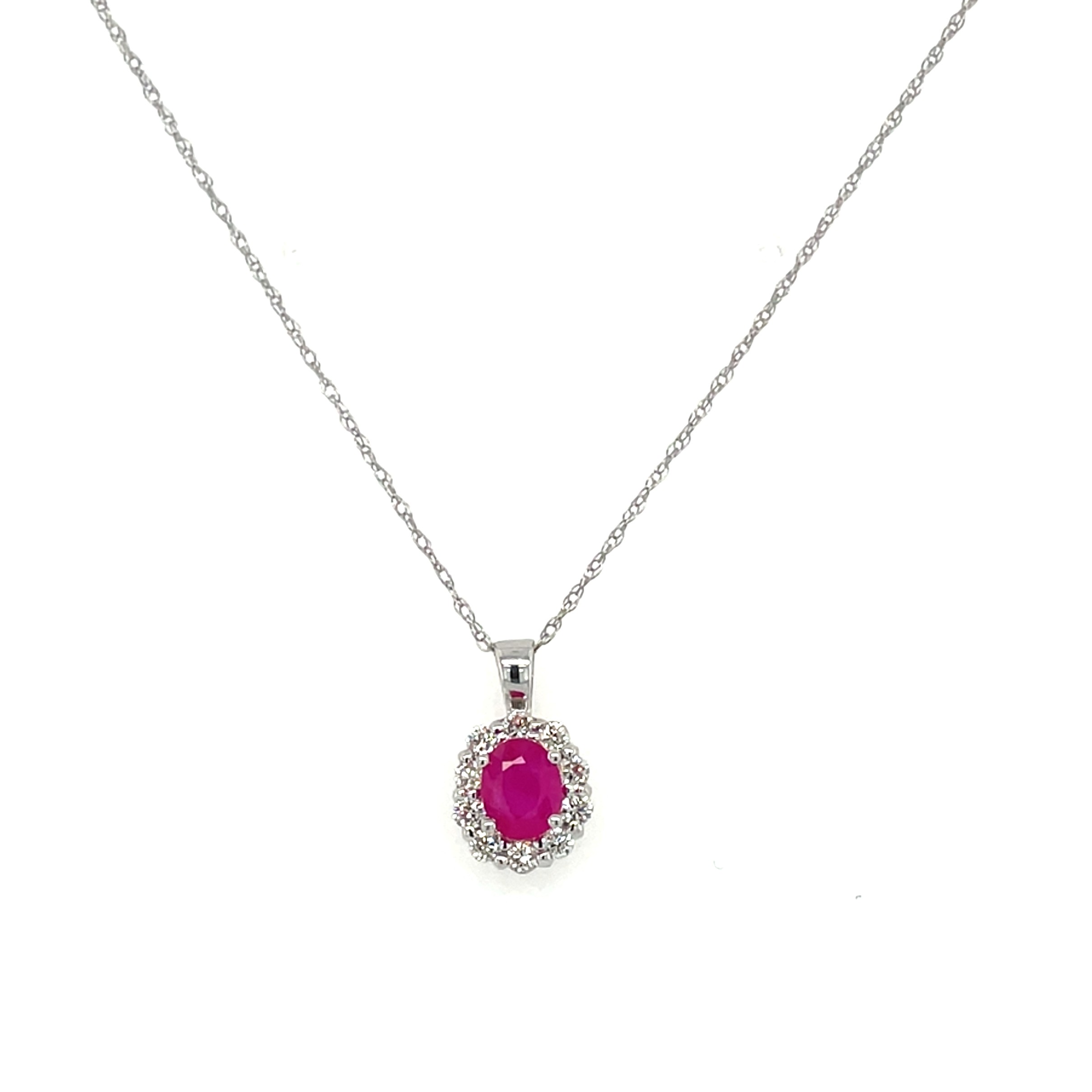 White Gold Ruby and Diamond Necklace