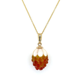 Yellow Gold Pearl, Ombré Tourmaline, & Druzy Necklace