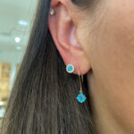 Yellow Gold Blue Topaz Earrings