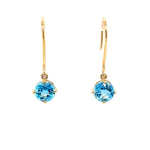 Yellow Gold Blue Topaz Earrings