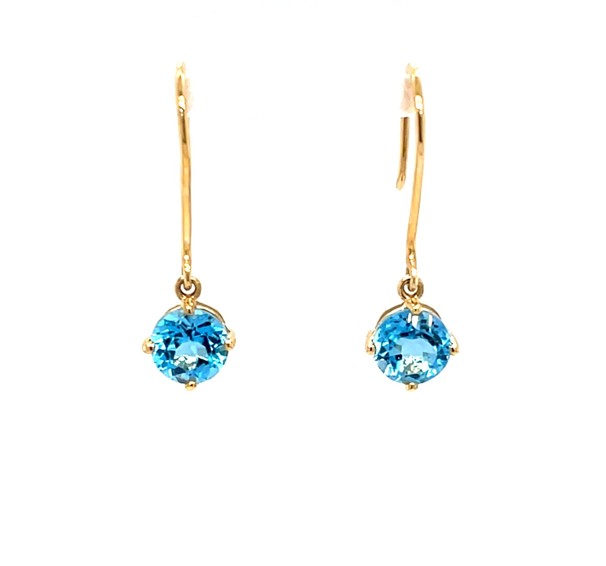 Yellow Gold Blue Topaz Earrings