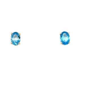 Yellow Gold Blue Topaz Earrings