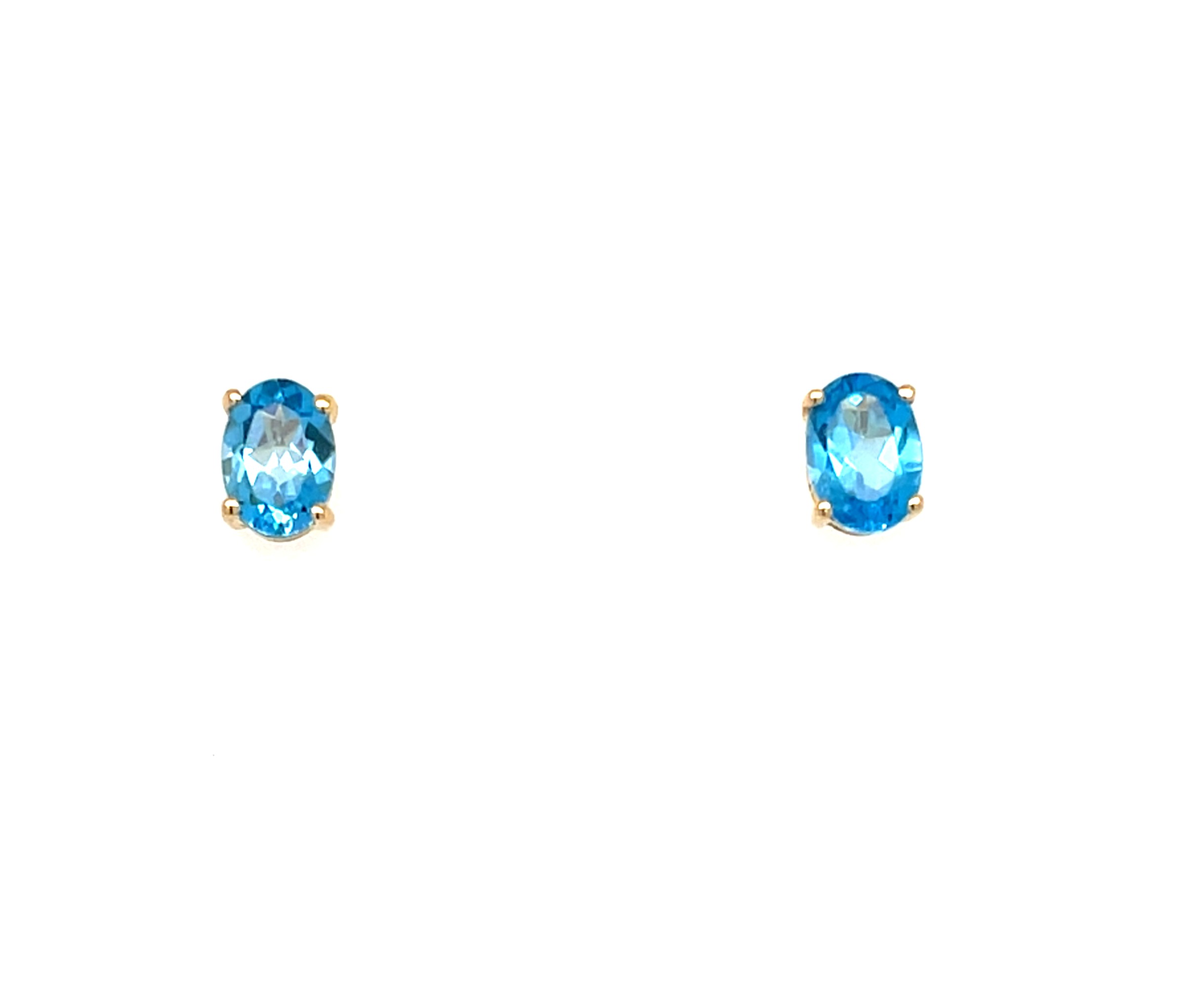 Yellow Gold Blue Topaz Earrings