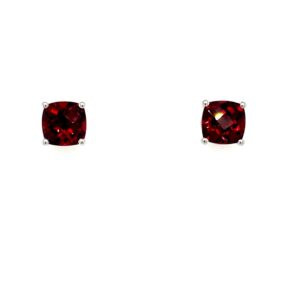 White Gold Garnet Stud Earrings