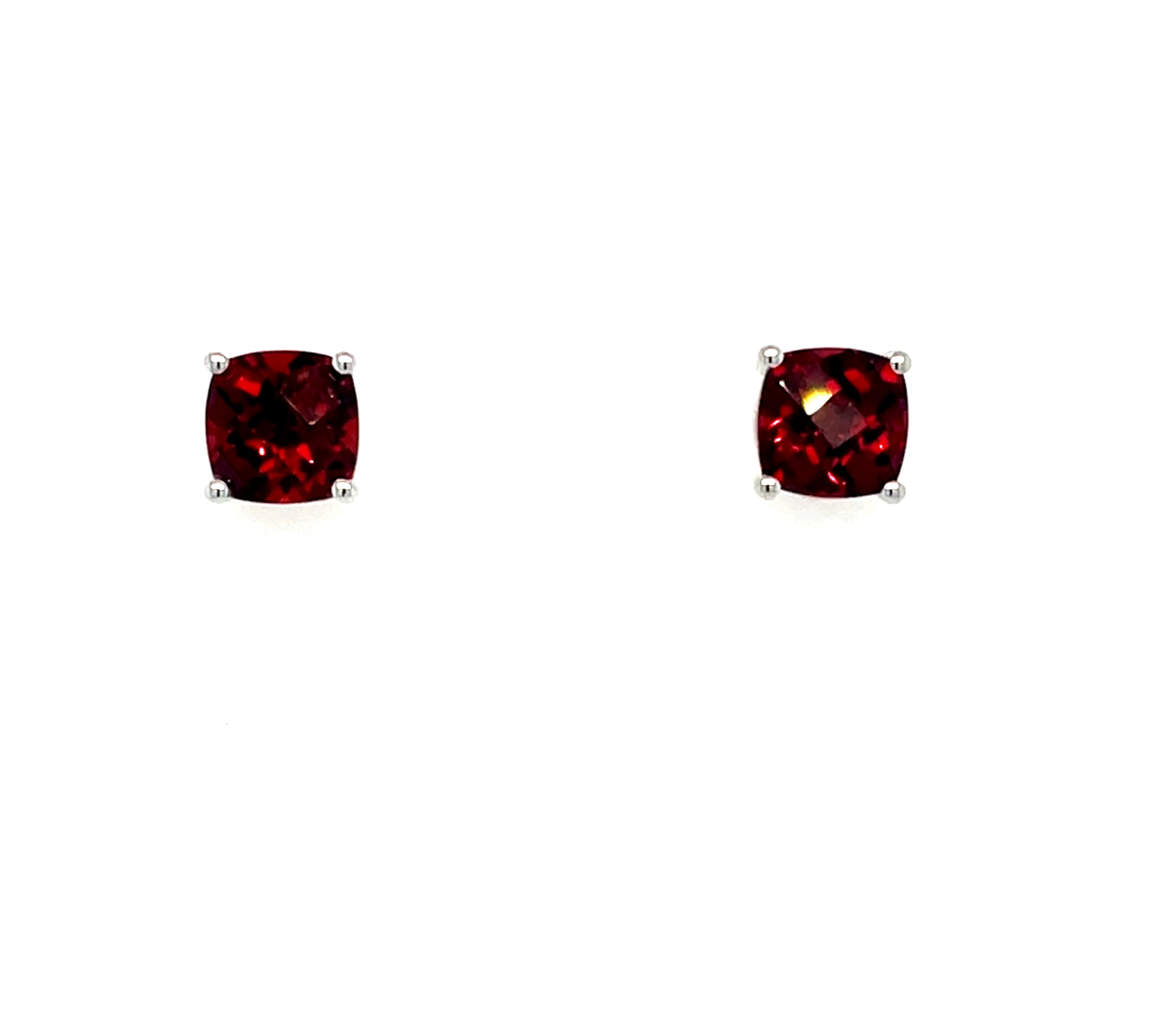 White Gold Garnet Stud Earrings