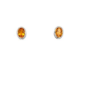 White Gold Bezel-Set Citrine Earrings