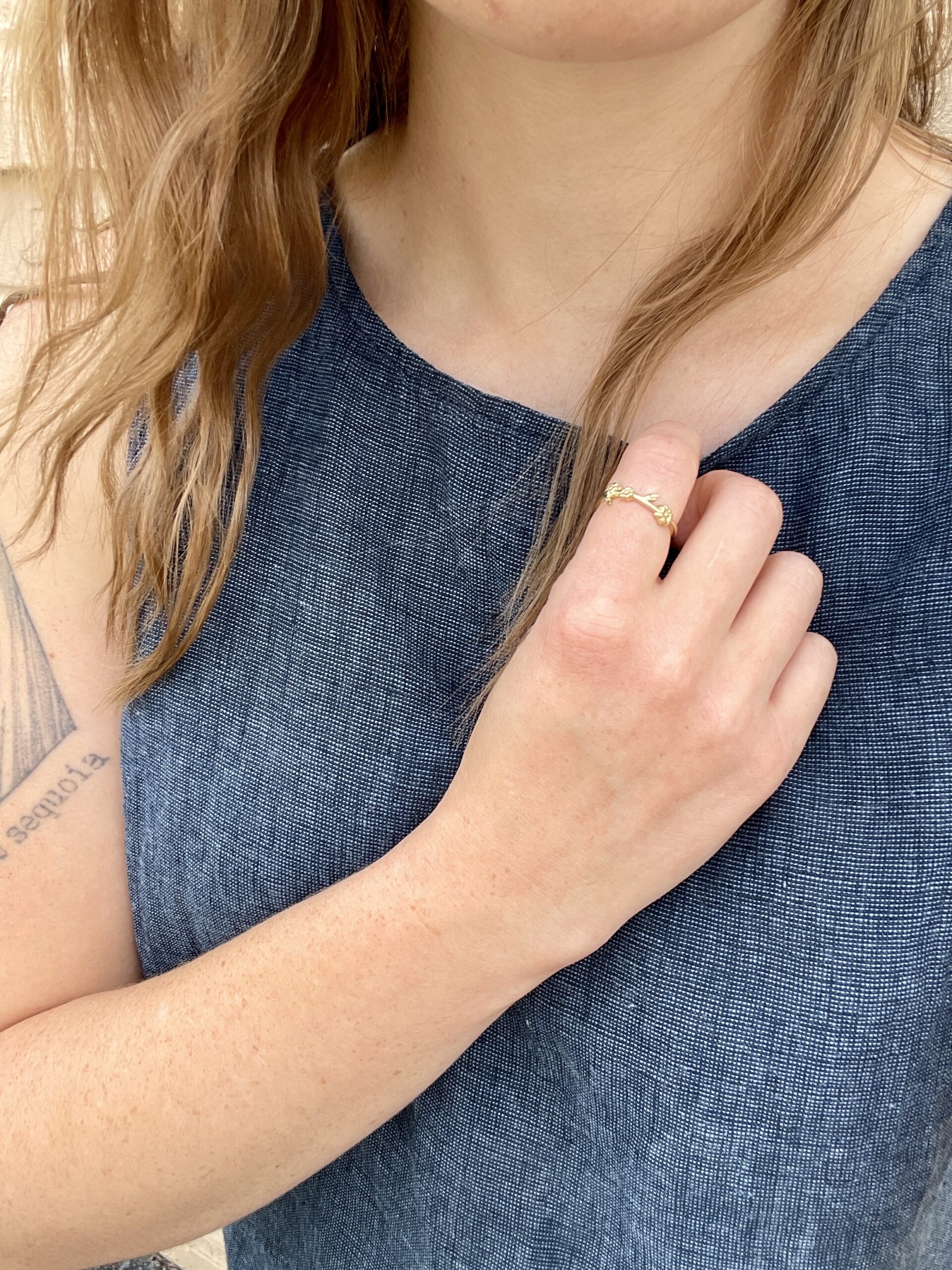 Yellow Gold Floral Stacking Ring