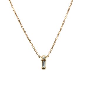 Yellow Gold Baguette Diamond Necklace