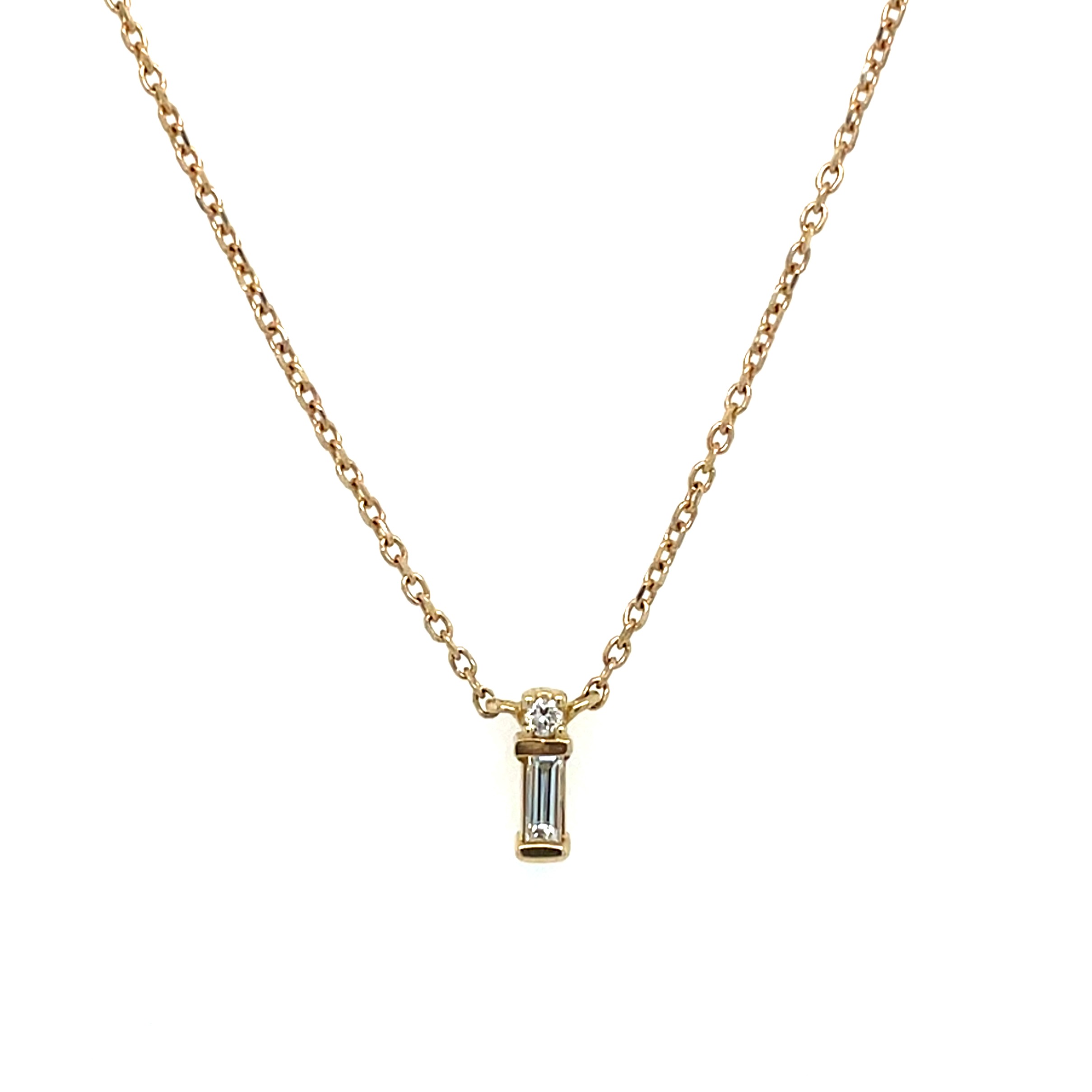 Yellow Gold Baguette Diamond Necklace