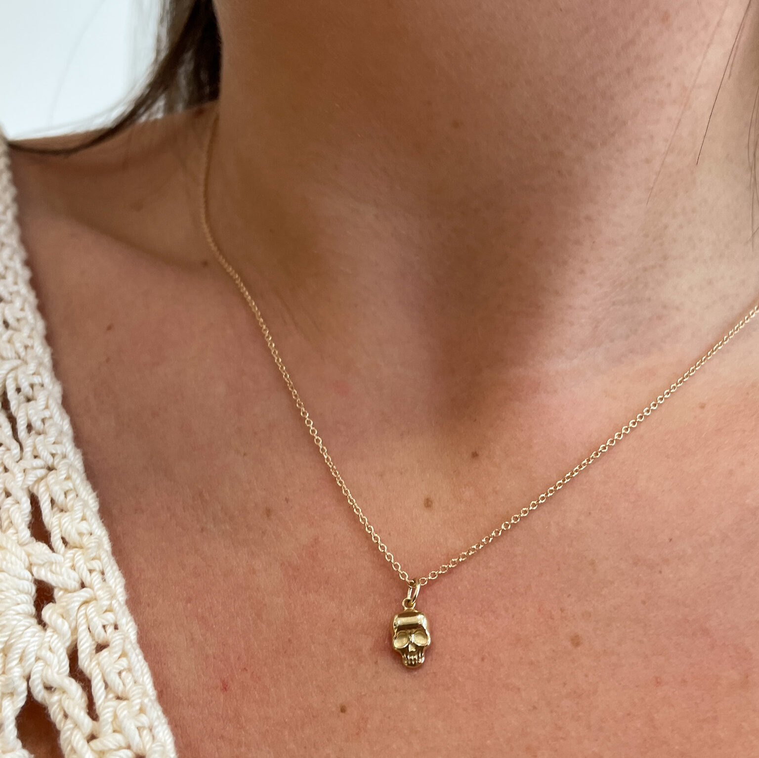 Yellow Gold Skull Necklace