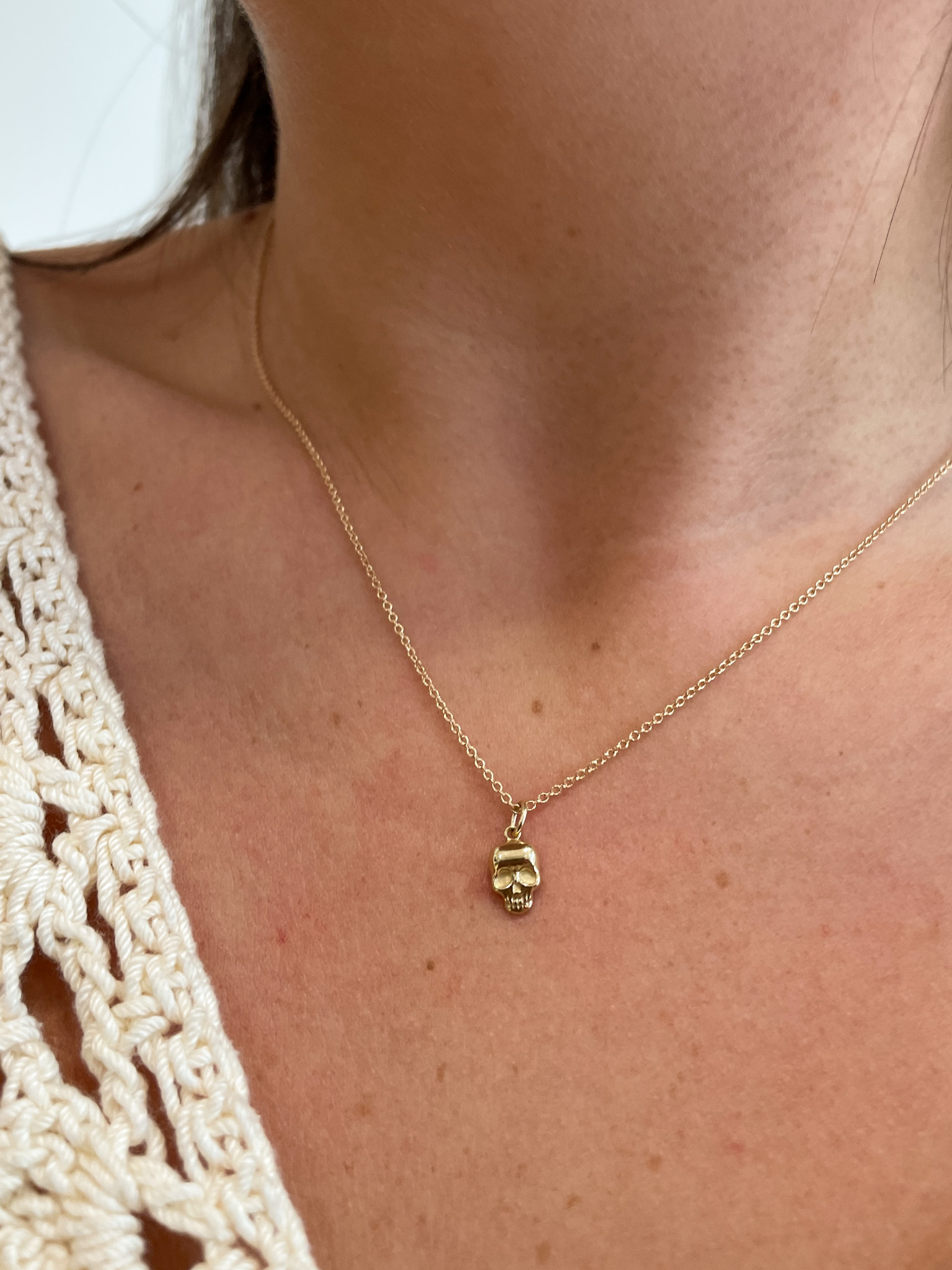 Yellow Gold Skull Necklace