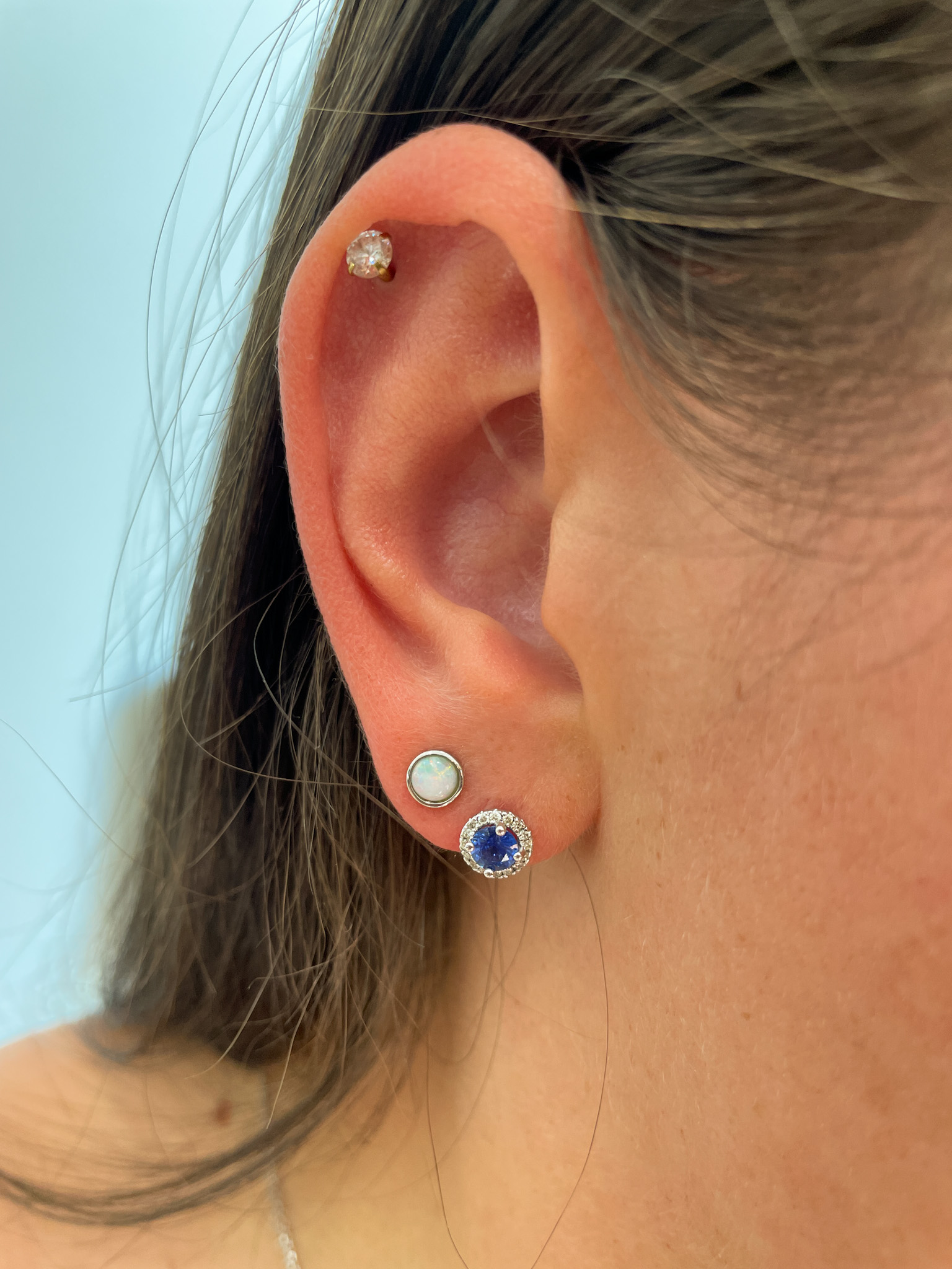 White Gold Bezel-Set Opal Stud Earrings