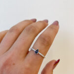 White Gold Pear-Shaped Sapphire Ring with Diamonds