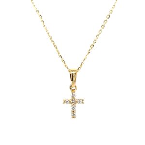 Yellow Gold Diamond Cross Necklace