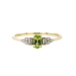 Yellow Gold Peridot Ring with Diamonds