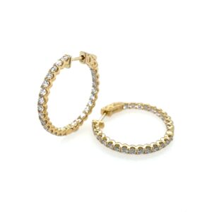 Yellow Gold 25mm Diamond In-and-Out Hoop Earrings