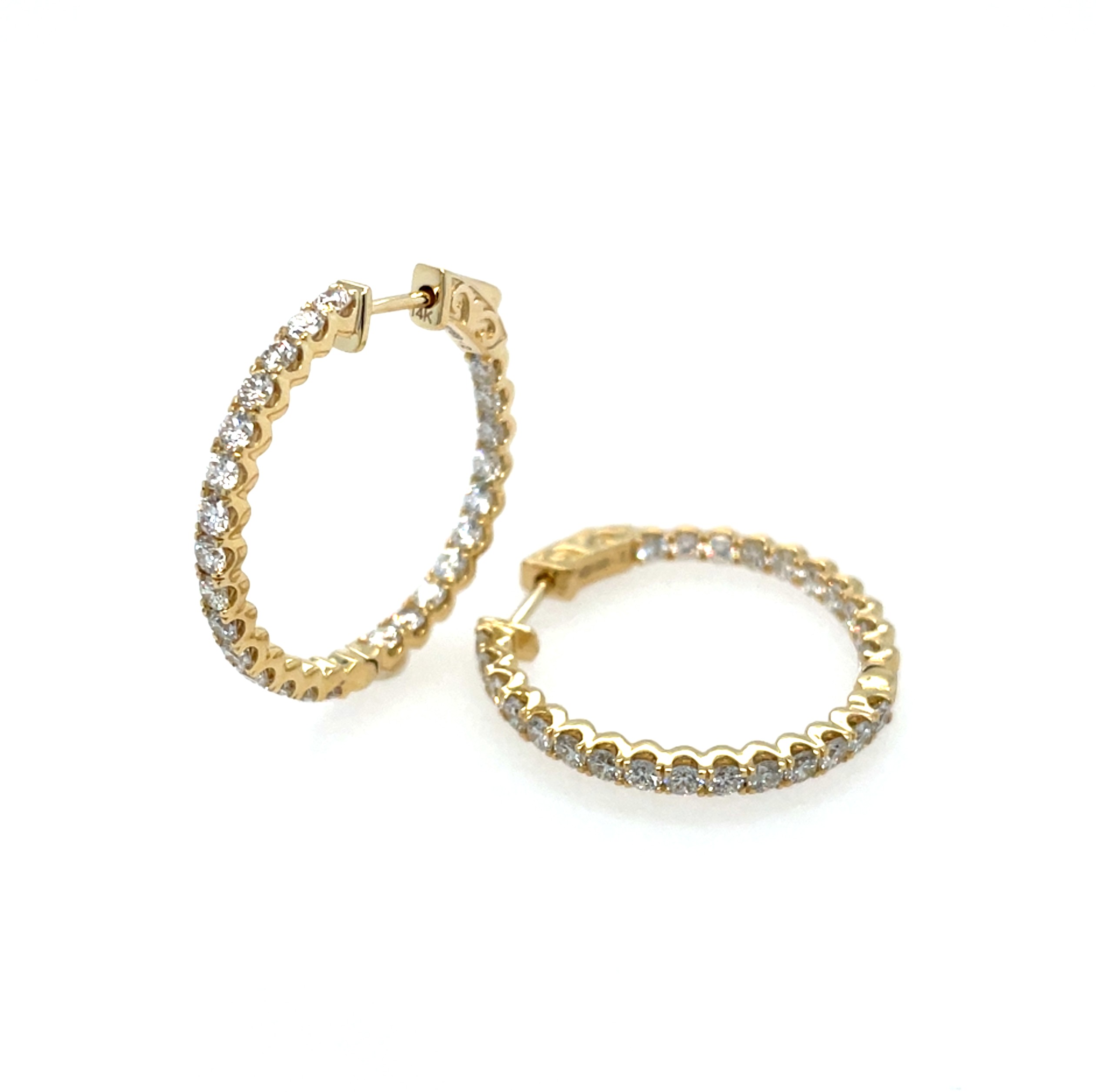 Yellow Gold 25mm Diamond In-and-Out Hoop Earrings