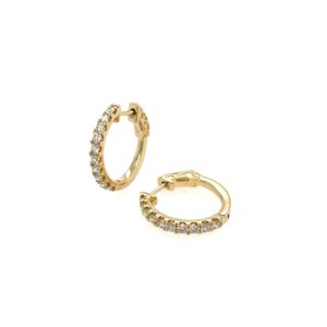 Yellow Gold 17mm Diamond Hoop Earrings