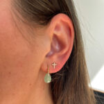Yellow Gold Jade Earrings with Diamonds