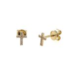 Yellow Gold Diamond Cross Earrings