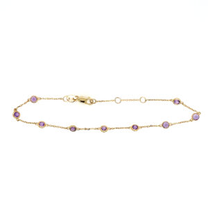Yellow Gold Bezel-Set Amethyst Station Bracelet