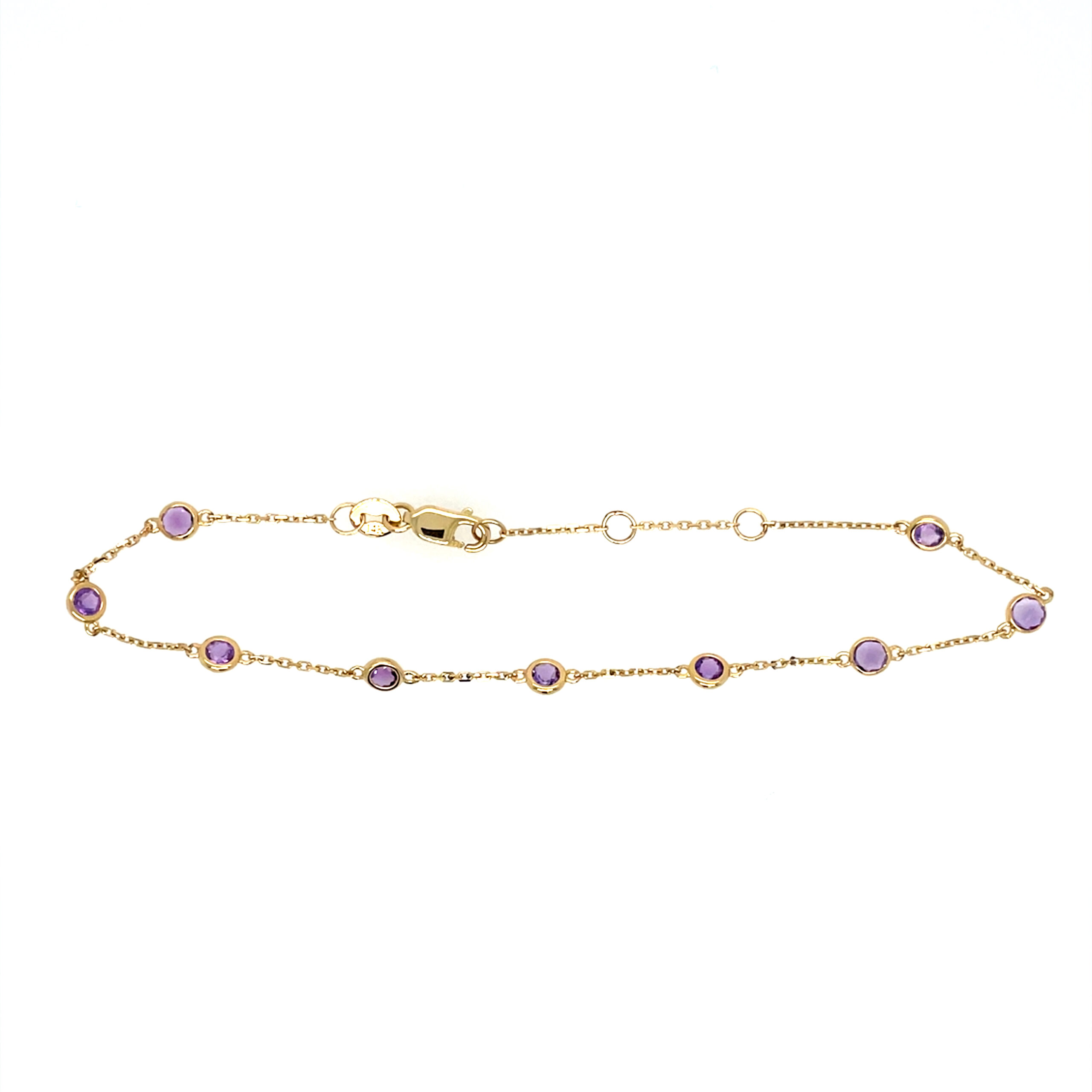 Yellow Gold Bezel-Set Amethyst Station Bracelet