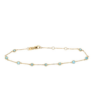 Yellow Gold Bezel-Set Blue Topaz Station Bracelet