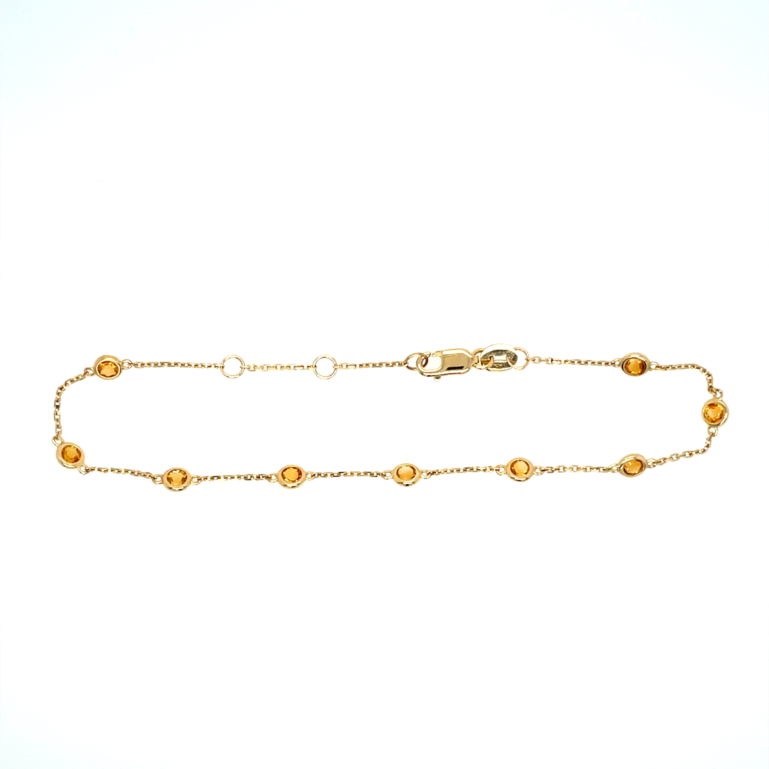 Yellow Gold Bezel-Set Citrine Station Bracelet